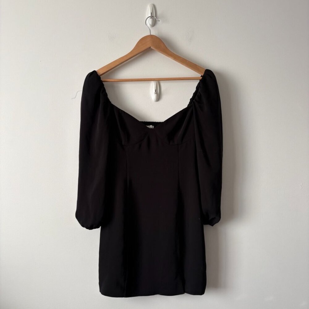 Aritzia Wilfred Novella Dress Long Sleeve Sweetheart Romantic Black Size 4 - Picture 4 of 7